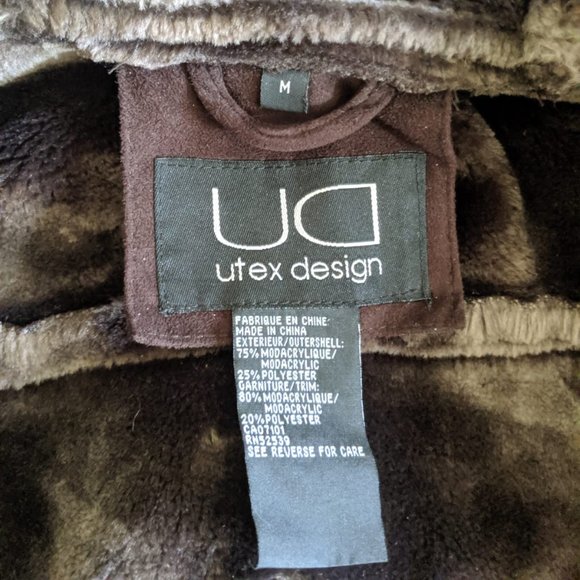 Utex Design Women's Brown Faux Suede Fur Long Sz M - Picture 8 of 8